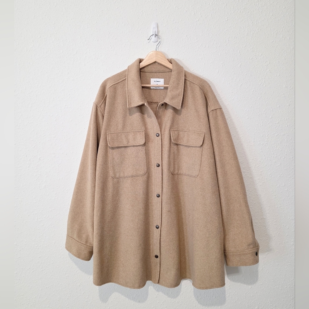 Camel Button Up Shirt Jacket XXL tall